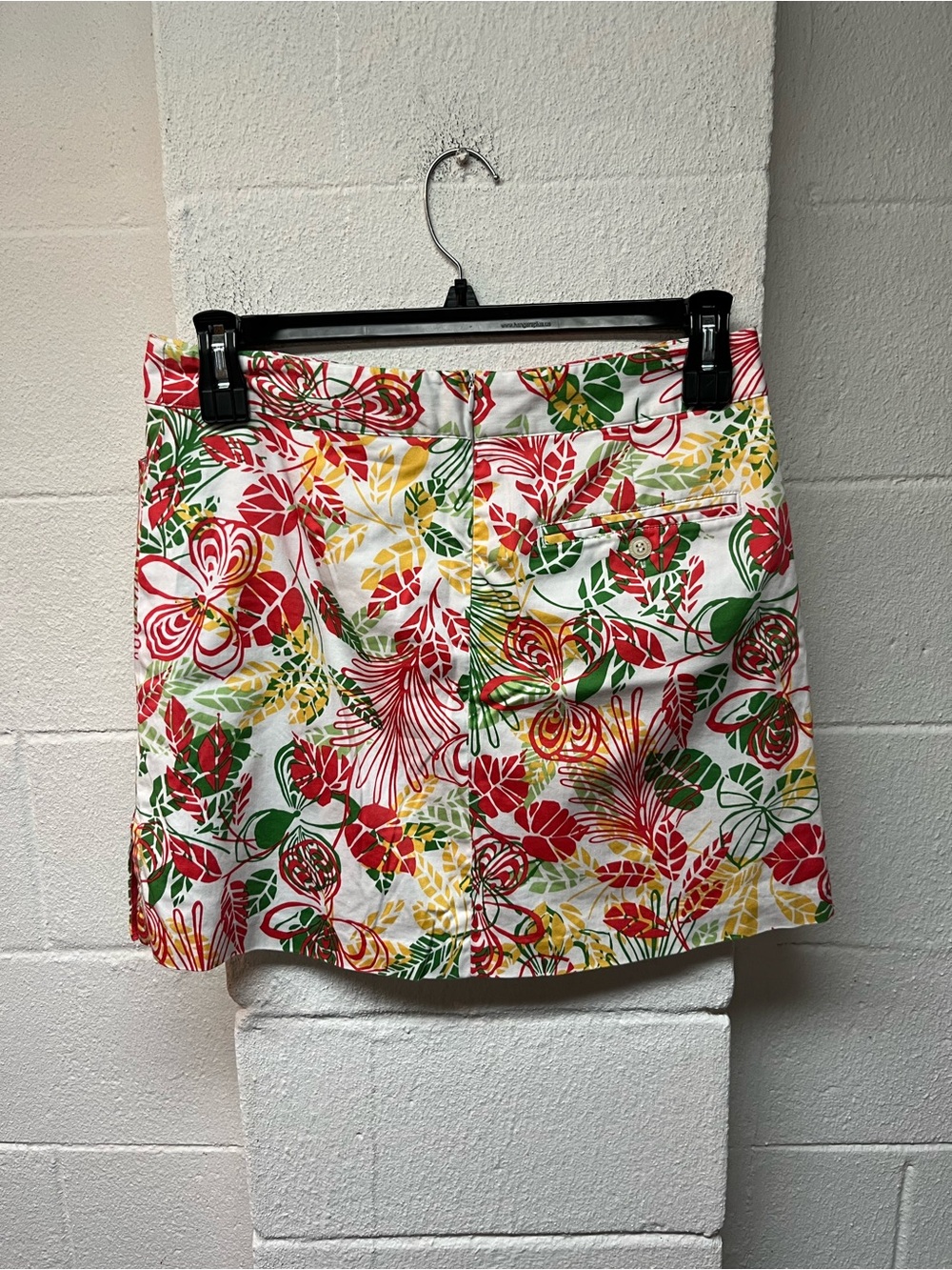 Lady Hagen White Mini Skirt with Red, Green & Yellow Tropical Trim - Picture 3 of 6